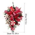 thumbnail image 3 of Christmas Candy Cane Wreath for Front Door, Christmas Teardrop Swag Red and White Artificial Xmas Staircase Decorations for Indoor Outdoor Wall Window Home Decor, 3 of 6