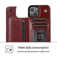 thumbnail image 5 of Apple iPhone 13 Wallet Case with Card Holder, Dteck PU Leather Kickstand Card Slots Case, Double Magnetic Clasp and Durable Shockproof Cover For iPhone 13,Brown, 5 of 8