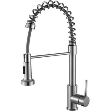 Lexora Home Lanuvio Brass Kitchen Faucet with Pull Out Sprayer in Brushed Nickel