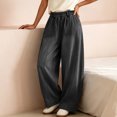 thumbnail image 2 of Women's Wide Leg Jeans Elastic High Waist Denim Pants Front Seam Y2K Casual Baggy Jeans with Pockets Vintage Streetwear Fashion Bottoms Black, 2 of 7