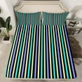 thumbnail image 2 of Manfei Stripes Lines Bed Sheets,Modern Geometric Aesthetic King Sheets,Green Purple Sheet Set For Children,Microfiber Bedroom Decor,4 Pieces, 2 of 7