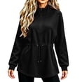 thumbnail image 2 of Aezemi Women Half Zip Shirts Loose Fit Collared Drawstring Elastic Waist Fashion Sports Outdoor Blouses Winter Fall Baggy Workout Exercise Dressy Work Pullover Tops L, 2 of 7