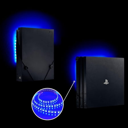 USB LED Light Strip by FLOATING GRIP - Mood Lighting Accent & Gamer Decor for Game Rooms - Fits on Playstation or Xbox - Adhesive Strips Easy Installation & Removal (0.5 Meter Blue) 0.5 Meter Blue