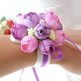 thumbnail image 4 of UDIYO Wedding Bridesmaid Sisters Hand Wrist Corsage Flower Imitation Pearl Bracelet, 4 of 7