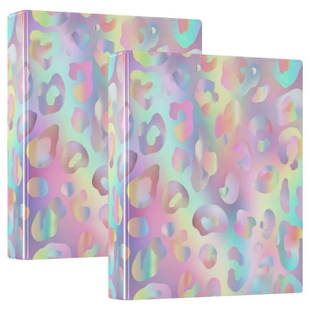 Wobogo Colorful Leopard Print File Folders Extra Large Capacity to Hold 200 Sheets of Documents Hard Shell Ring Binder for School Home Office