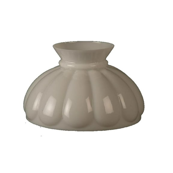 Lehman's Decorative Melon Style Glass Oil Lamp Shade 10" Fitter Opal White