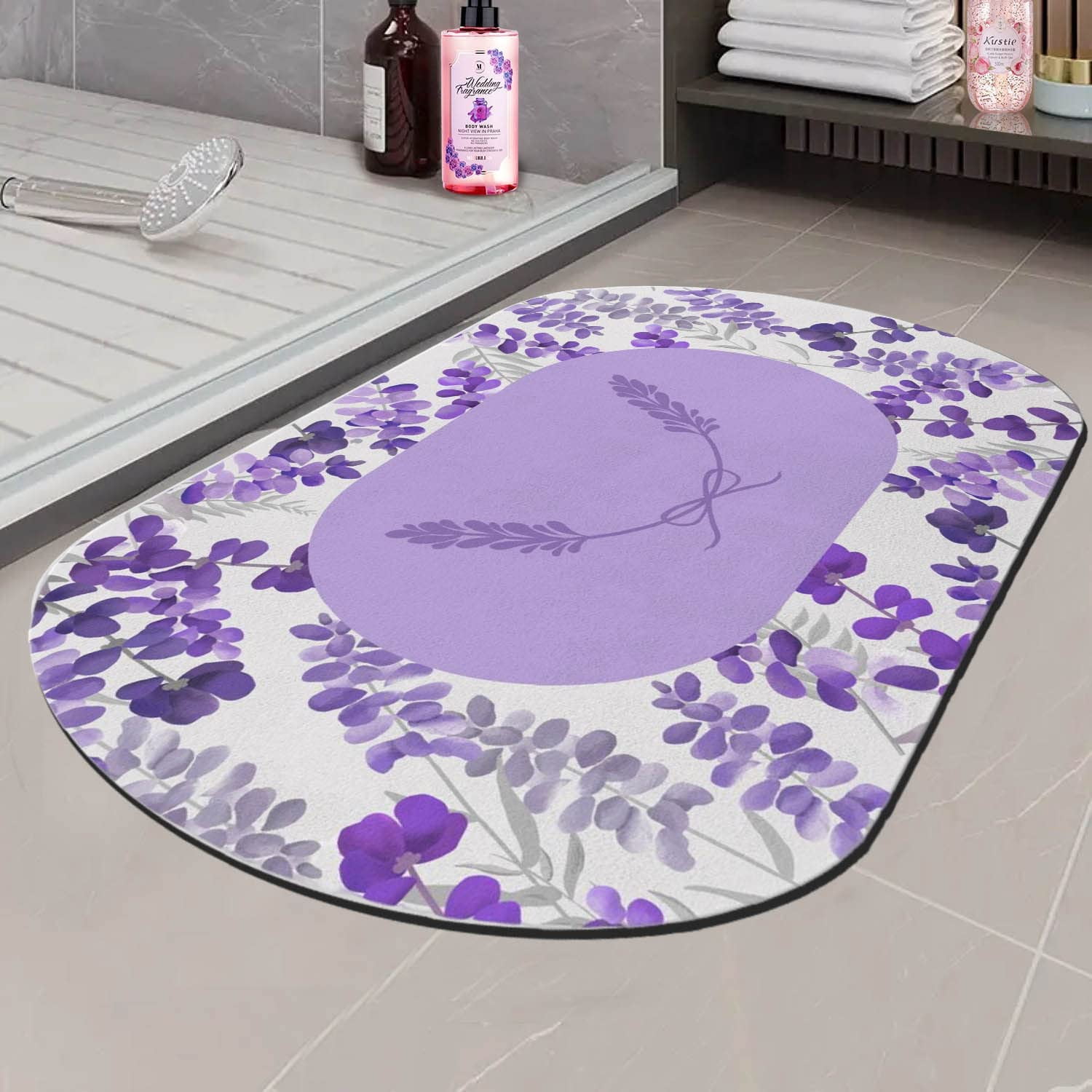 Ceise Flower Diatom Mud Floor Mat Absorbent Non-Slip Floor Mat Carpet Bathroom Mat, Size: #4, Blue