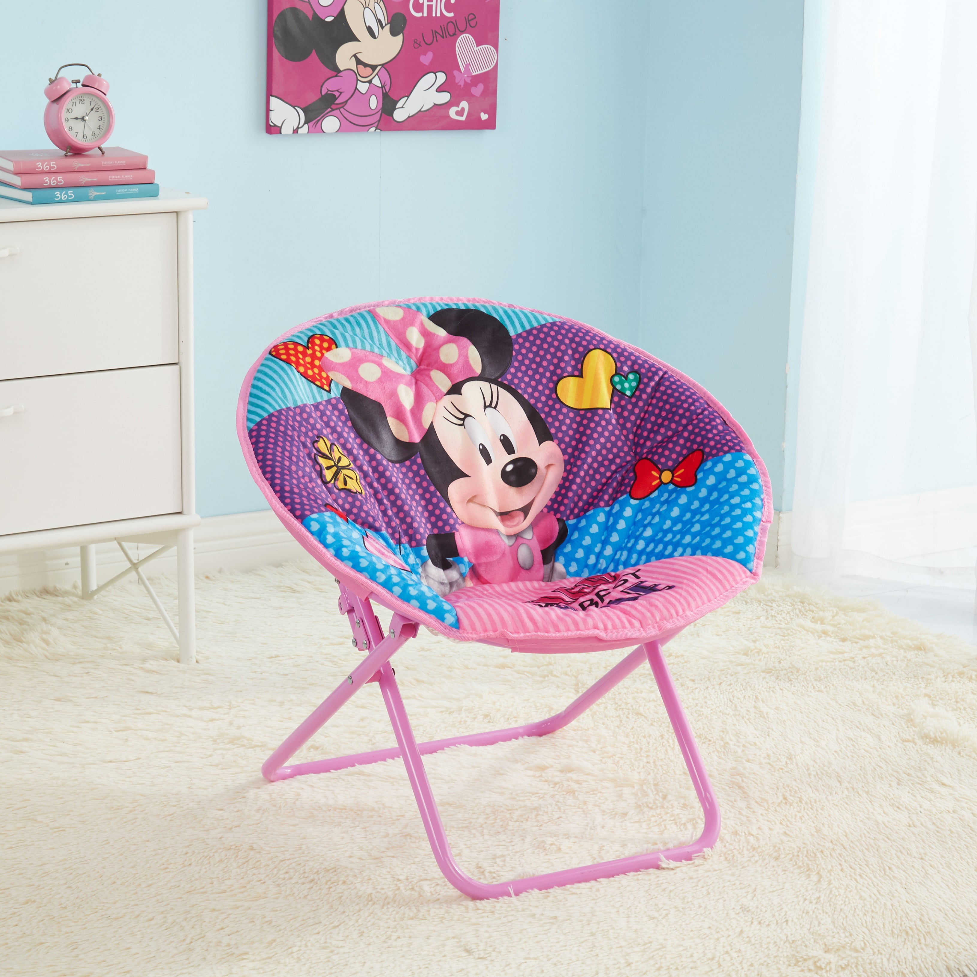 Disney Minnie Mouse 23" Pink Kids Folding Saucer Chair