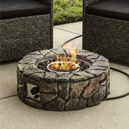 Best Choice Products Home Outdoor Patio Natural Stone Gas Fire Pit for Backyard, Garden - (Best Pita Pit Combination)