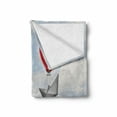 thumbnail image 2 of Abstract Soft Flannel Fleece Throw Blanket, Dreamy Composition of Paper Boats on Wavy Ocean Balloon, Cozy Plush for Indoor and Outdoor Use, 50" x 60", Vermilion Blue Grey, by Ambesonne, 2 of 6