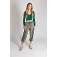 thumbnail image 3 of Gray Mushroom Floral Patchwork Joggers - Women's Casual Boho Pants, 3 of 4