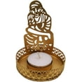 thumbnail image 4 of India Meets India Brass Tealight Candle Holder, Tea Light Holder with Tea Light Handicraft by Awarded Indian Artisan (Sai Baba, Set of 2), 4 of 5