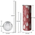 thumbnail image 5 of 20oz Red Christmas Village Pattern Skinny Tumblers Stainless Steel Tumbler with Lid and Straw,Vacuum Insulated Double Wall Travel Tumbler Cups with Cleaning Brush for Coffee,Tea, 5 of 6