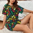 thumbnail image 4 of Fotbe Pineapple Fruit Colorful Print Pajama Set for Women 2 Piece Loungewear Short Sleeve Tops and Shorts Set Soft Sleepwear-3X-Large, 4 of 7