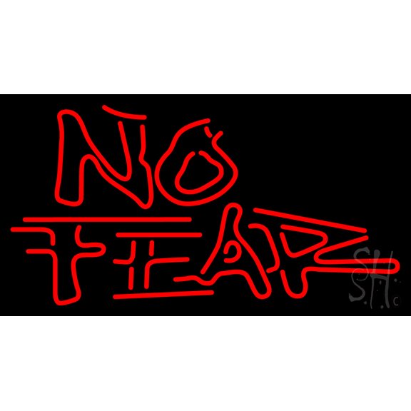 No Fear Logo LED Neon Sign 20" Tall x 37" Wide - inches Black Square Cut Acrylic Backing, with Dimmer - Premium built indoor Sign for Storefront, Store interior, Café, Events, Cinema.