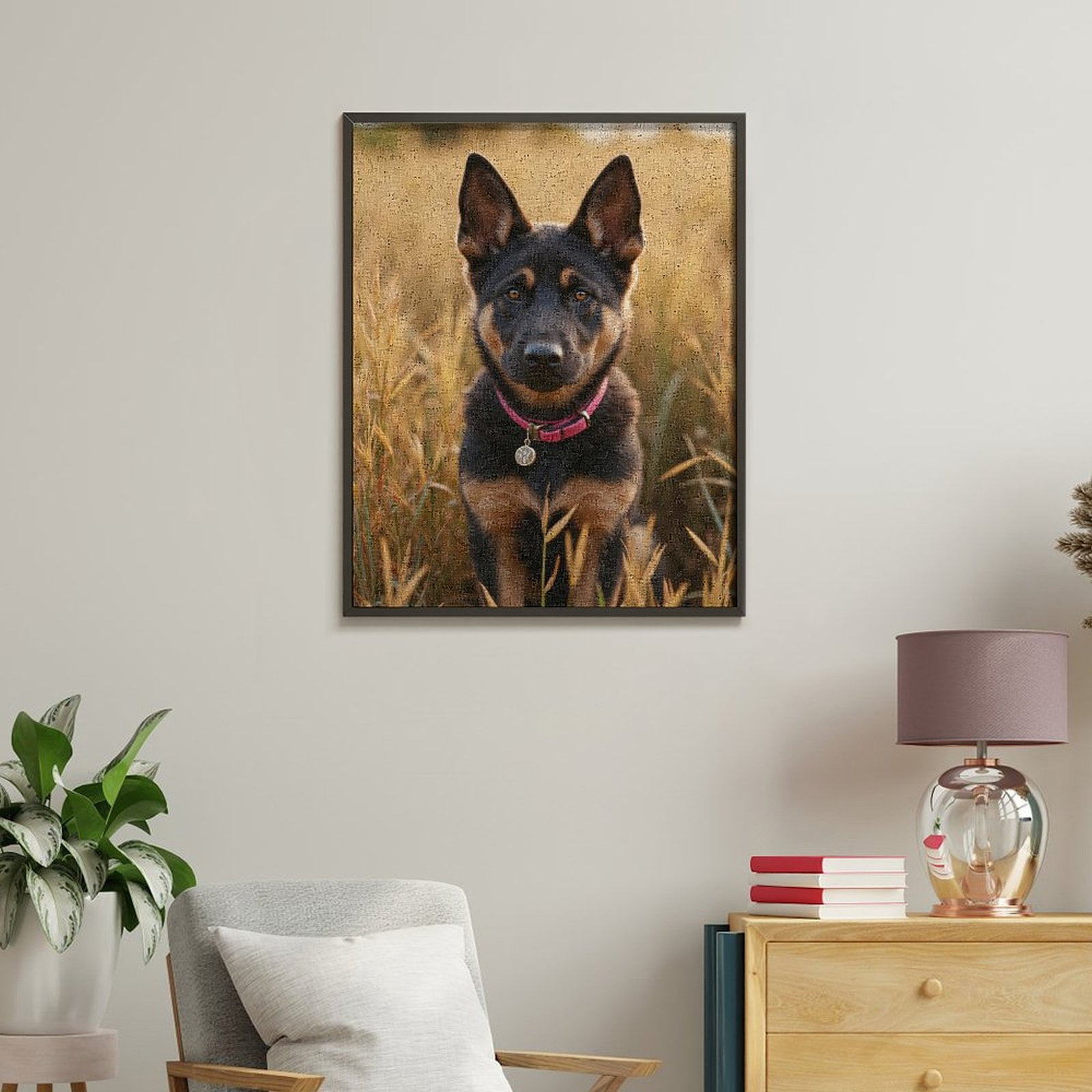 Paint By Numbers Kit for Adults Beginner - DIY German Shepherd Dog In Field Canvas Painting Kits for Adults, Frameless Paint By Number for Adults for Home Wall Decor 16x20 Inch