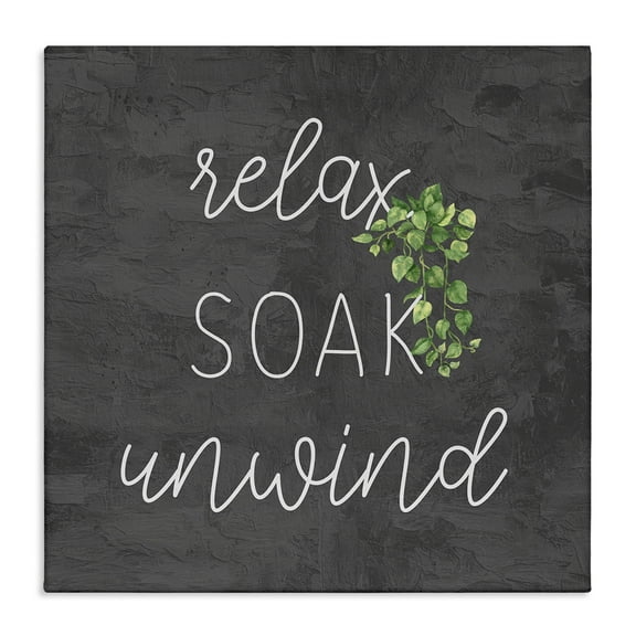 Stupell Industries Relax Unwind with Botanicals Bath & Laundry Painting Wrapped Canvas Art Print Wall Art, 17 x 17