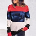 thumbnail image 2 of XPMWRP Women's Vintage Colorblock Sweatshirt Crewneck Long Sleeve Casual Loose Pullover Fall Winter Oversized Sweatshirt Red XXL, 2 of 5