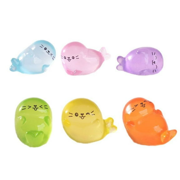 WEUVEB Assorted Color Mini Resin Ocean Animal Figurines for Home Decor Miniatures for Landscapes 6 Pieces