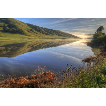 Northern Reflections - Late Winter Hills and Reflection, Northern California Print Wall Art By Vincent James
