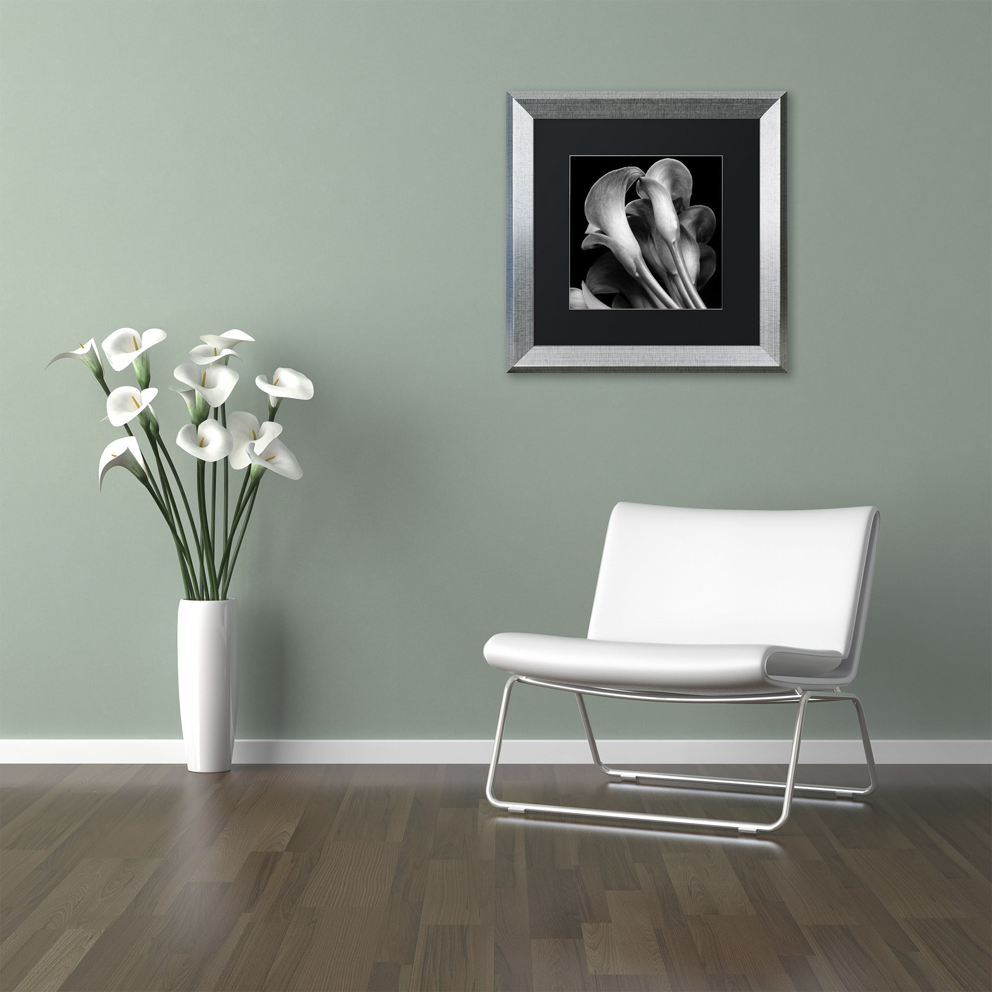 Michael Harrison 'Lillies' Black Matted Framed Art