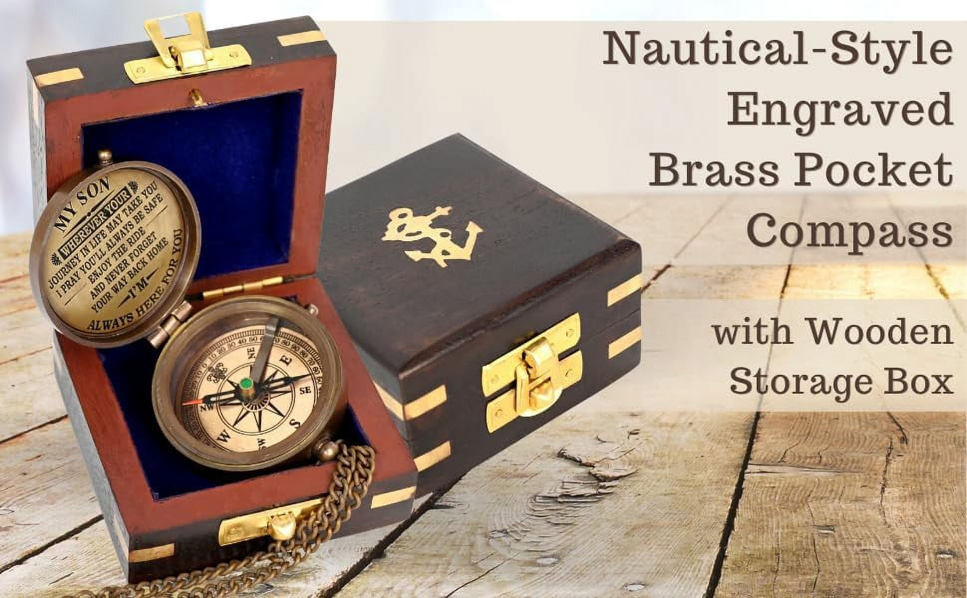 Brass Compass Engraved with Motivational Quote, Gift for Son, Grandson, Daughter, Baptism, Confirmation Communion Godson Church Graduation Day