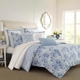 thumbnail image 2 of Laura Ashley Mila Collection Comforter Set - Ultra Soft All Season Bedding, Reversible Stylish Bedspread With Matching Sham(s), King, Blue, 2 of 7