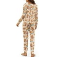 thumbnail image 5 of Tutoliy Capybara Orange Printed Women's Pajama Sets Soft Sleepwear Trendy Loungewear Long Sleeve Tops Jogger Pants Pajama Sets, M, 5 of 7