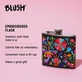 thumbnail image 2 of Blush Floral Embroidered Pocket Flask for Whiskey, Vodka, Women Gifts, 6oz, 2 of 4