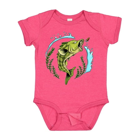 

Inktastic Leaping Bass Fish- Fishing Illustration Gift Baby Boy or Baby Girl Bodysuit