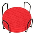 thumbnail image 1 of 8 Piezas de Posavasos de Silicona con Soporte, Posavasos Redondo de 4 Pulgadas para Bebidas, Rojo, 1 of 6