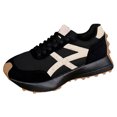 thumbnail image 5 of Rokment Vintage Fashion Sneakers for Women Comfortable Leather Suede Patchwork Athletic Non Slip Running Walking Tennis Skate Shoes Height Increasing Black Size 6.5, 5 of 6