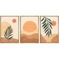 thumbnail image 4 of IDEA4WALL Framed Canvas Print Wall Art Set of 3 Mid-Century Geometric Sunlight Palm Leaf Nature Abstract Shapes Minimalism Boho Decor for Living Room, Bedroom, Office - 16"x24"x3 Natural, 4 of 5