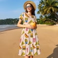thumbnail image 4 of Balery Hamburger Pizza Vestidos sueltos de manga corta para mujer, vestidos de verano 2025, vestidos casuales de corte A con vuelo., 4 of 6