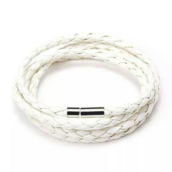 EOEMY Punk Leather Bracelets Wrap Braided Wristband Cuff Bangle Men‘S Jewelry Gift-White Multilayer Bangle