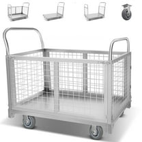 Heavy Duty Platform Truck  with Cage 40x24 Hand Truck, 2800lbs Capacity Metal Basket Cart with Wheels