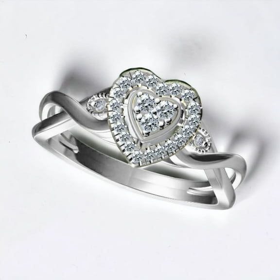 0.17ct Round Cut Natural Diamond 14k White Gold Plated Wedding Ring