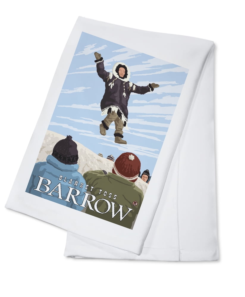 Alaska Blanket Toss, Barrow, Alaska (100 Cotton Tea Towel, Decorative