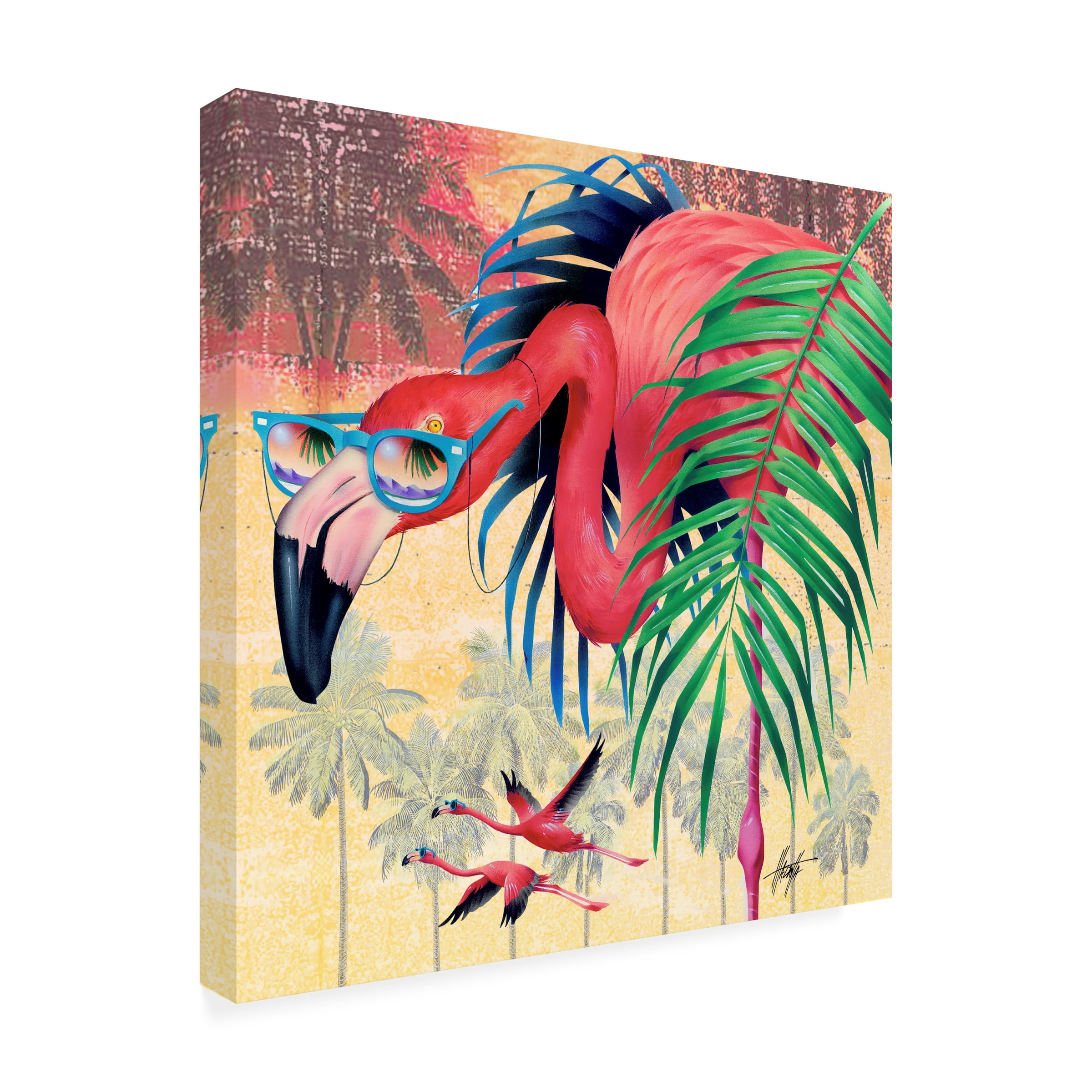 James Mazzotta 'Cool Flamingoes' Outdoor Canvas 18x18