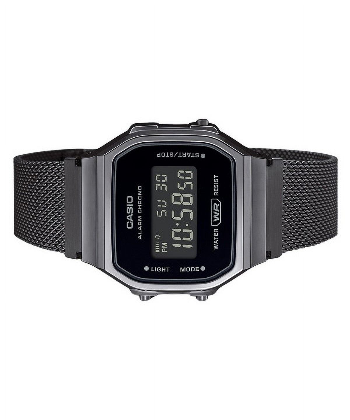 Casio, Unisex Digital Watch, A168WEMB-1B, Black stainless steel