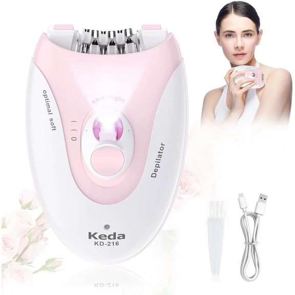 Hatteker Women's Electric Epilator, Portable Hair Removal Device, USB Rechargeable with Light