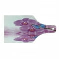 thumbnail image 1 of Butterflies Cutting Board, Orchid Reflection on Water Bloom Botany Plant Branch Anima Print, Decorative Tempered Glass Cutting and Serving Board, Wine Bottle Shape, Pink Blue White, by Ambesonne, 1 of 1