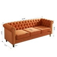 thumbnail image 4 of 3 Seater Chesterfield Button Tufted Velvet Sofa, Wide Upholstered Couch with Rolled Arms Removable Cushions Metal Legs for Living Room Office Apartment, 4 of 11
