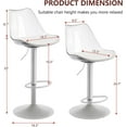 thumbnail image 3 of Acrylic Bar Stools Set of 4, Counter Height Adjustable Swivel Clear Bar Stools with PU Leather Upholstered, Armless Bar Stools for Kitchen Island - Clear/White, 3 of 10