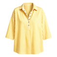 thumbnail image 5 of Cotton Linen Tops for Women Striped Long Sleeve Tops Soft Loose Fit Casual Fashion T-Shirt Tops for Holiday Daily Wear by Gbobgt Yellow 3XL, 5 of 6