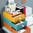 thumbnail image 6 of Stackable Desktop Drawer Organizer Container Jewelry Cabinet Storage Box Multi-Function Cosmetic Organiser for Bathroom Countertop - Orange, 6 of 8