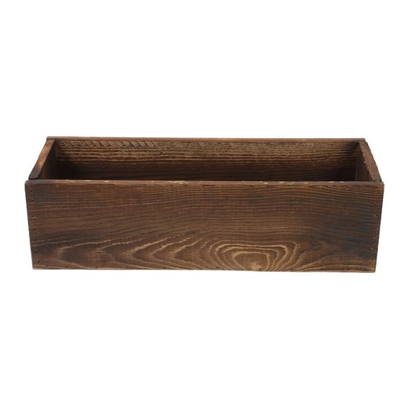 jinwen Rustic Wooden Flower Box Novelty Plant Container for Patio Windowsill Office S