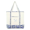 thumbnail image 2 of DALIX Women's Personalized Shopping Tote Hand Bag Monogram Blue Antique Fish Ballent Zippered Letter W, 2 of 8