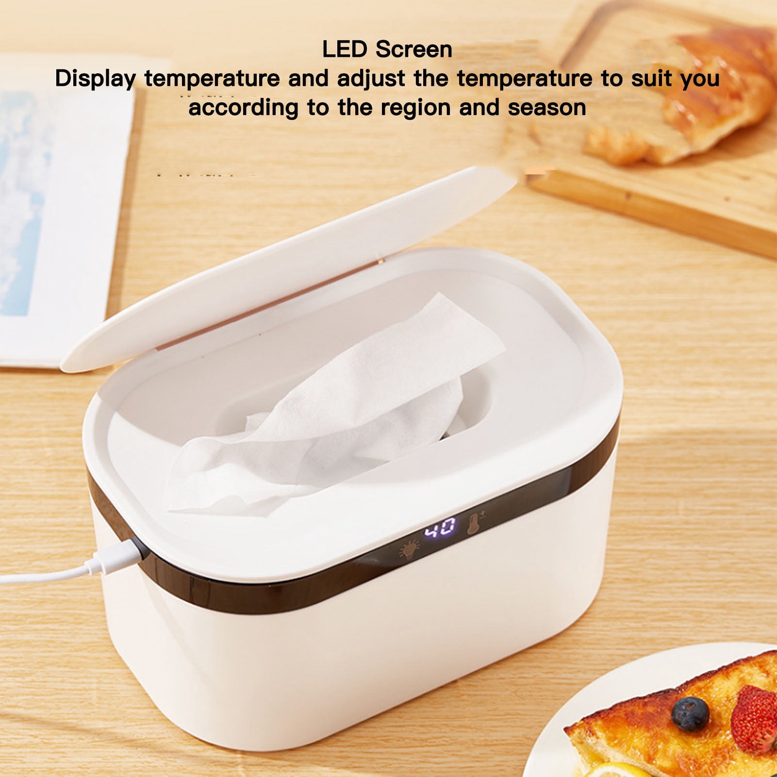 Xirurus Baby Wipe Warmer and Wet Wipes Dispenser with Night Light, White USB Powered Portable Constant Temperature Heater (8.5 x 5.5 x 4.3 inches / 21.5 x 14 x 11 cm)
