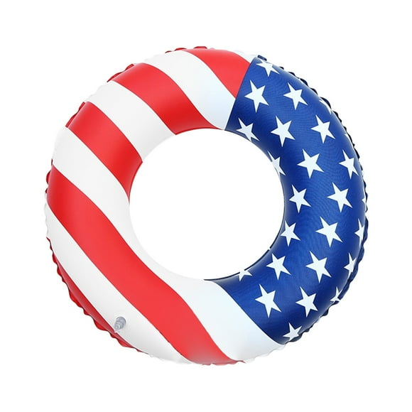 Inflatable USA Pool Float Tube USA Flag Swimming Rings Filled with Silver Confetti Patriotic Toys Pool Float for Independence Day Memorial Day Veterans Day